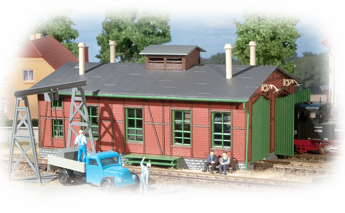 Auhagen 11355: Депо узкоколейки с козловым краном