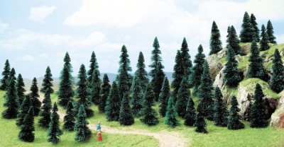 Busch 6497: Spruce Trees 50 pcs, 40-90