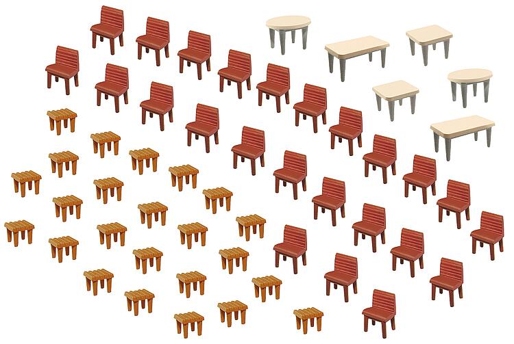 Faller 180438: 7 столов и 48 стульев