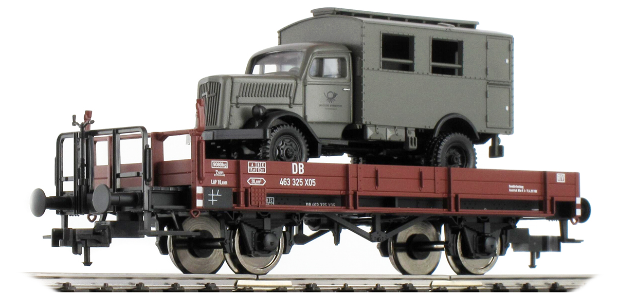 Fleischmann 525301: Платформа с грузовиком Рейсхпочты