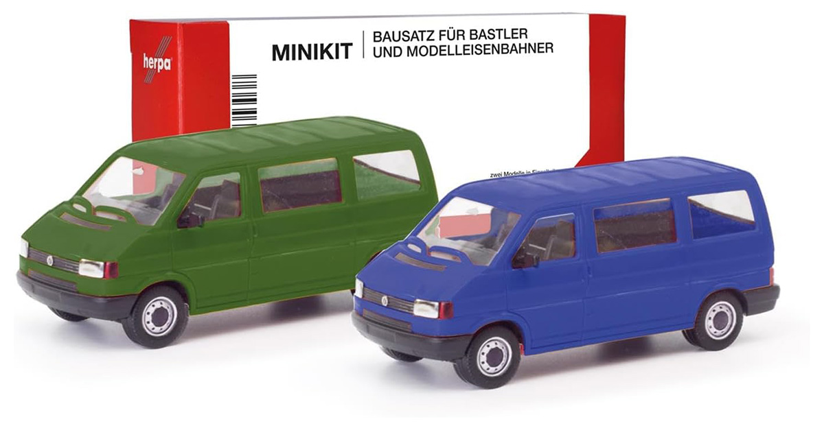 Herpa 012805-002: Volkswagen (VW)  T4 bus MiniKit оливково-зеленый/ультрамариновый синий