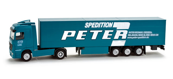 Herpa 65900: Mercedes-Benz Actros LH 02 Gardinenplanen-Sattelzug 'Peter'