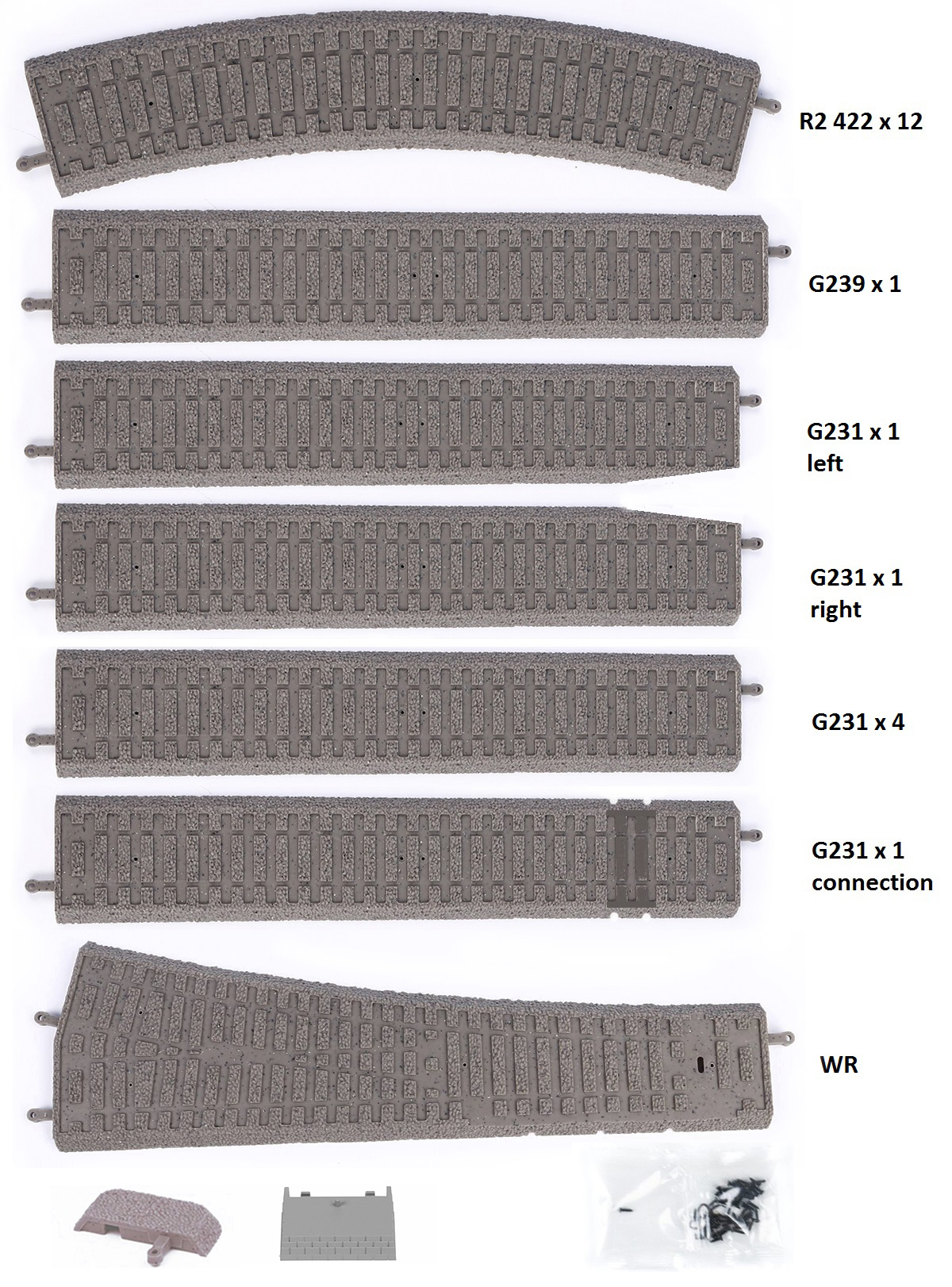 Piko 55366: Bedding Extension sets for A-Track (without track) for starter set, Track A+B