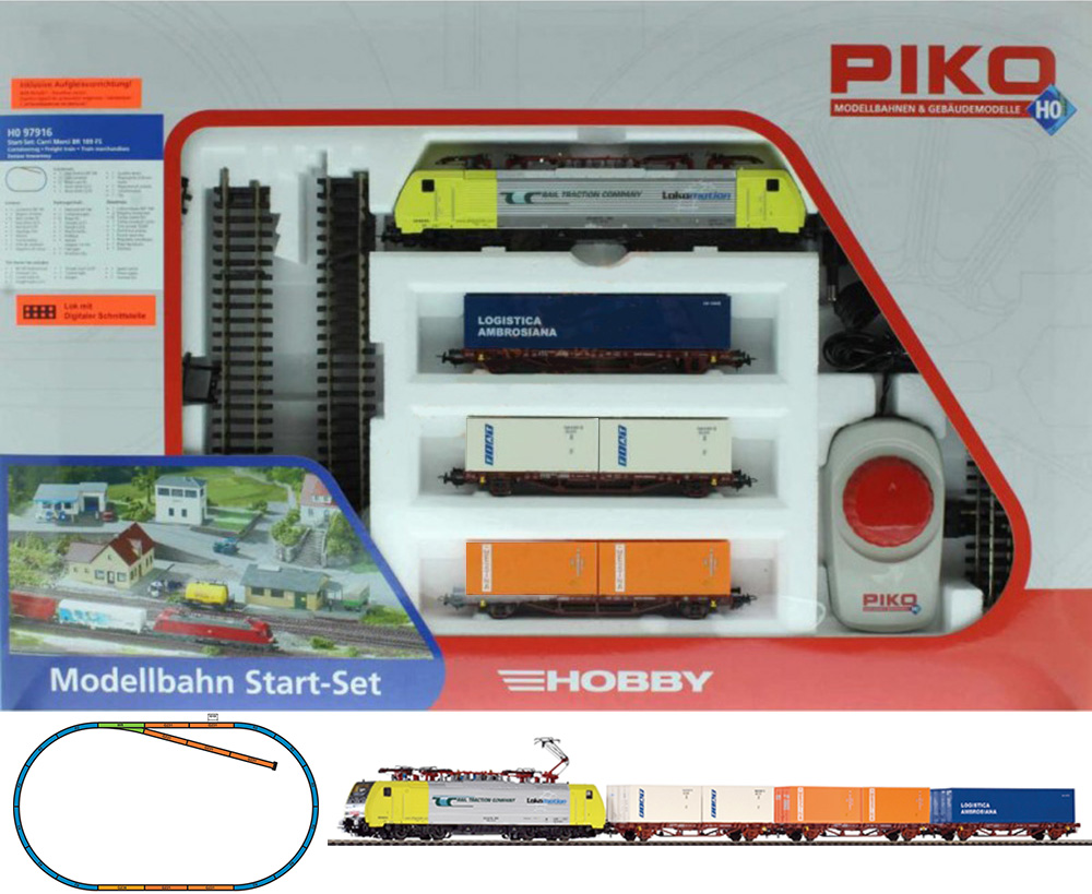 Piko 97916: Starter set Container train, BR 189 Electriclokomotive