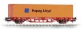 Piko 57700: Konteinervagun Lgs 579 koos konteineritega 'Hapag Lloyd'