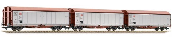 Fleischmann 537101: Крытые грузовые вагоны со сдвижными стенами Typ Hbillns 3 шт