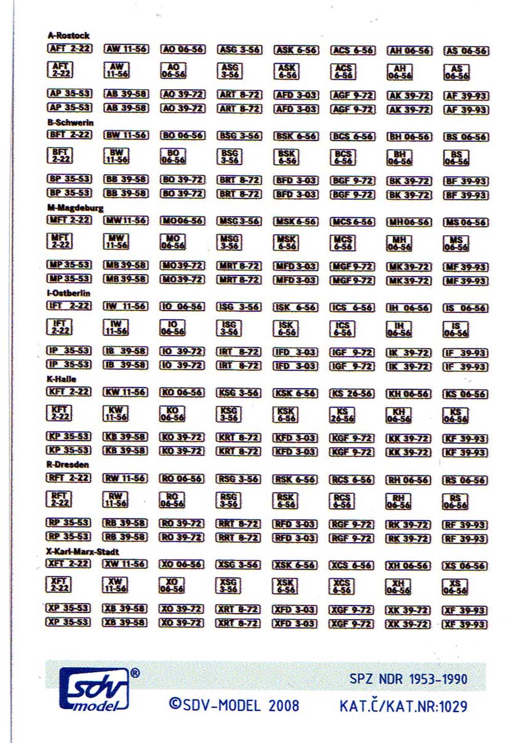 SDV Model 1029: Kleebis Auto Numbrid SDV