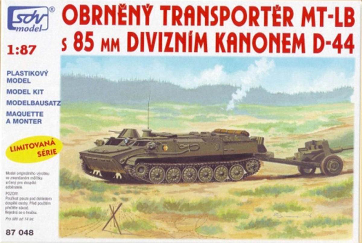 SDV Model 87048: MT-LB with 85-mm canone D-44 Soviet multi-purpose amphibious auxiliary armored vehicle